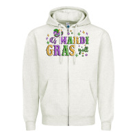 Oatmeal Heather it's mardi gras y'all Zipper Hoodie - MaliasSmallBusiness