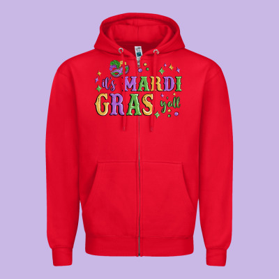 It's Mardi Gras Y'all Zipper Hoodie Designed By Maliassmallbusiness