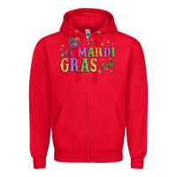 Red it's mardi gras y'all Zipper Hoodie - MaliasSmallBusiness