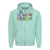 Seafoam it's mardi gras y'all Zipper Hoodie - MaliasSmallBusiness