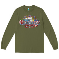 Army Green american teacher Long Sleeve Tee - NancyCooperArtShop