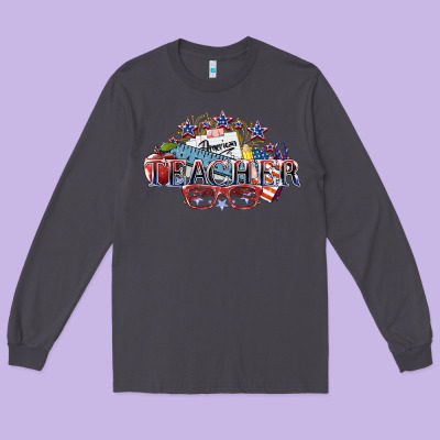 American Teacher Long Sleeve Tee Designed By Nancycooperartshop