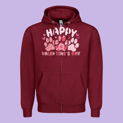 Happy Valentine's Day Zipper Hoodie Designed By Maliassmallbusiness
