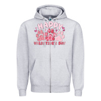 Heather Grey happy valentine's day Zipper Hoodie - MaliasSmallBusiness