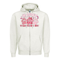 Oatmeal Heather happy valentine's day Zipper Hoodie - MaliasSmallBusiness