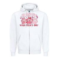 White happy valentine's day Zipper Hoodie - MaliasSmallBusiness