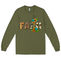 Army Green faith with cross Long Sleeve Tee - BarkalooDesign
