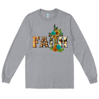 Heather Grey faith with cross Long Sleeve Tee - BarkalooDesign
