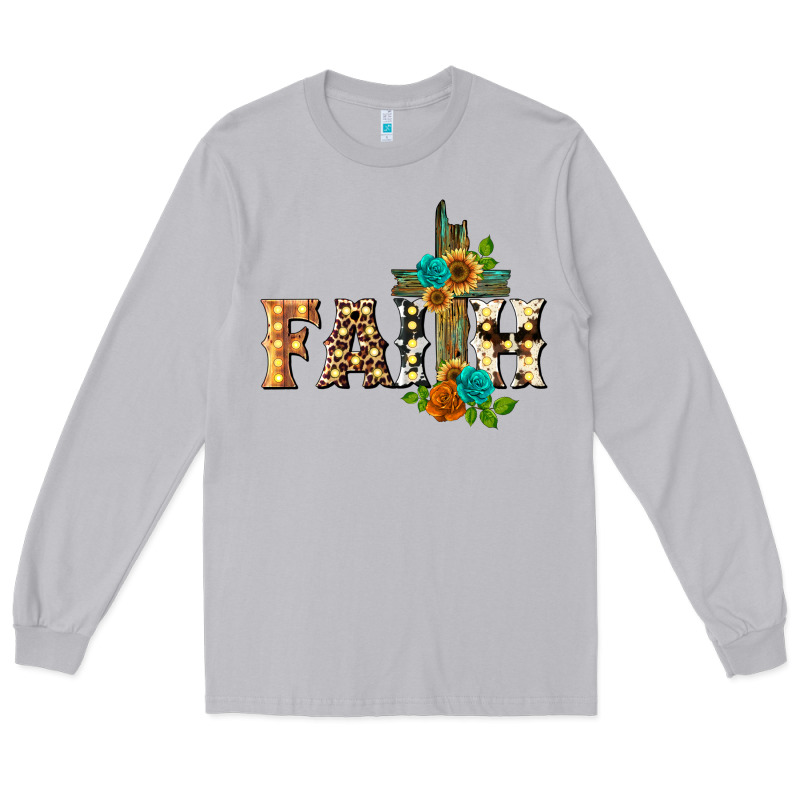 Faith With Cross Long Sleeve Tee by BarkalooDesign | Teevron