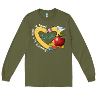 Army Green teaching is a work of heart Long Sleeve Tee - JahusDesignShop