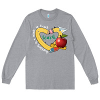 Heather Grey teaching is a work of heart Long Sleeve Tee - JahusDesignShop