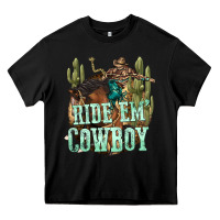 Black ride em cowboy Heavy Core Tee - texasbilliewilder