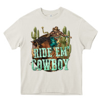 Cream ride em cowboy Heavy Core Tee - texasbilliewilder