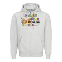 Dove Grey mardi gras drinking team Zipper Hoodie - MaliasSmallBusiness