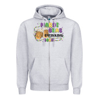 Heather Grey mardi gras drinking team Zipper Hoodie - MaliasSmallBusiness