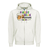 Oatmeal Heather mardi gras drinking team Zipper Hoodie - MaliasSmallBusiness