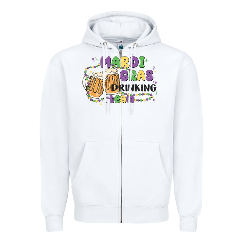 Mardi Gras Drinking Team Zipper Hoodie by MaliasSmallBusiness | Teevron