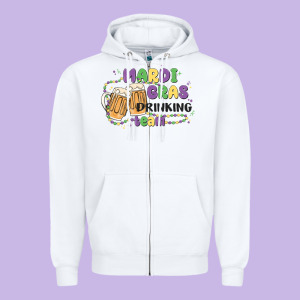 Mardi Gras Drinking Team Zipper Hoodie Designed By Maliassmallbusiness