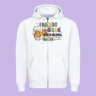 Mardi Gras Drinking Team Zipper Hoodie Designed By Maliassmallbusiness