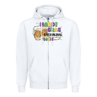 White mardi gras drinking team Zipper Hoodie - MaliasSmallBusiness