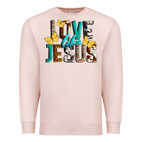 Pale Pink Love Like Jesus Premium Sweatshirt - LillyAllenDesigns