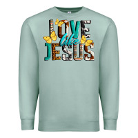 Seafoam Love Like Jesus Premium Sweatshirt - LillyAllenDesigns