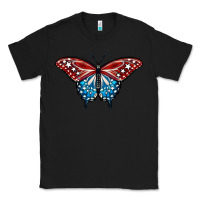 Black Patriotic American Flag Butterfly 4th of July Classic Tee - LillyAllenDesigns