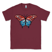 Burgundy Patriotic American Flag Butterfly 4th of July Classic Tee - LillyAllenDesigns