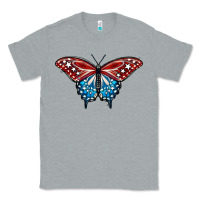 Heather Grey Patriotic American Flag Butterfly 4th of July Classic Tee - LillyAllenDesigns