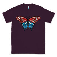 Plum Patriotic American Flag Butterfly 4th of July Classic Tee - LillyAllenDesigns