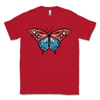 Red Patriotic American Flag Butterfly 4th of July Classic Tee - LillyAllenDesigns