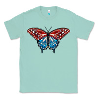 Seafoam Patriotic American Flag Butterfly 4th of July Classic Tee - LillyAllenDesigns
