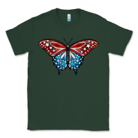 Sports Green Patriotic American Flag Butterfly 4th of July Classic Tee - LillyAllenDesigns
