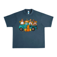 Midnight Navy fall gnomes truck pumpkin sunflowers Urban Heavy Tee - Artiststas