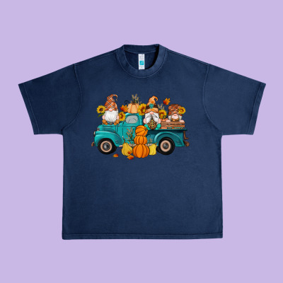 Fall Gnomes Truck Pumpkin Sunflowers Urban Heavy Tee Designed By Artiststas