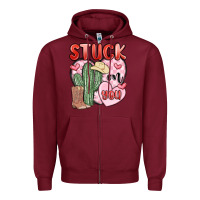 Burgundy stuck on you Zipper Hoodie - MaliasSmallBusiness