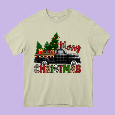 Merry Christmas With Black Truck Heavy Core Tee Designed By Zillion Design Studio