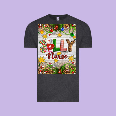 Christmas Jolly Nurse Vintage Tee Designed By Artiststas