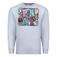 Heather Grey Pray leopard frame Premium Sweatshirt - LillyAllenDesigns