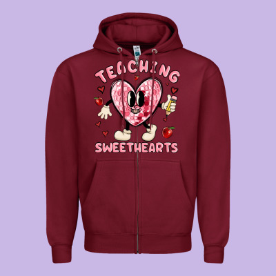Teaching Sweethearts Zipper Hoodie Designed By Maliassmallbusiness