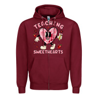 Burgundy teaching sweethearts Zipper Hoodie - MaliasSmallBusiness