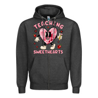 Charcoal Heather teaching sweethearts Zipper Hoodie - MaliasSmallBusiness
