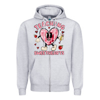 Heather Grey teaching sweethearts Zipper Hoodie - MaliasSmallBusiness
