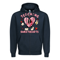 Navy teaching sweethearts Zipper Hoodie - MaliasSmallBusiness