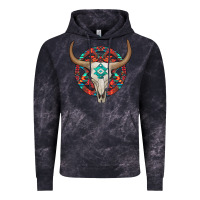 Cloud Black turquoise aztec bullskull Vintage Hoodie - JahusDesignShop
