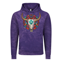 Cloud Purple turquoise aztec bullskull Vintage Hoodie - JahusDesignShop
