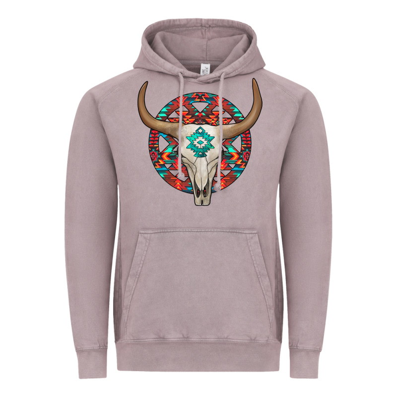 Turquoise Aztec Bullskull Vintage Hoodie by JahusDesignShop | Teevron