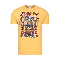 Vintage Mustard bold stripes bright stars brave hearts Vintage Tee - JahusDesignShop