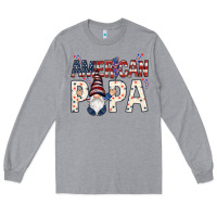Heather Grey american papa with gnome Long Sleeve Tee - NancyCooperArtShop