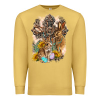 Antique Gold Western Rabbit with Crosses Premium Sweatshirt - LillyAllenDesigns